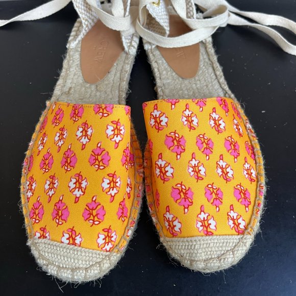J. Crew Women's Printed Canvas Anke-Wrap Espadrilles Sz. 9 Style BH001 - Picture 3 of 13